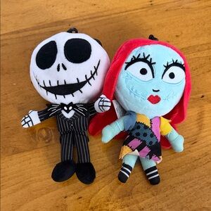 Nightmare Characters Plush Keychain Set - Blue & Red Sally and Black Jack